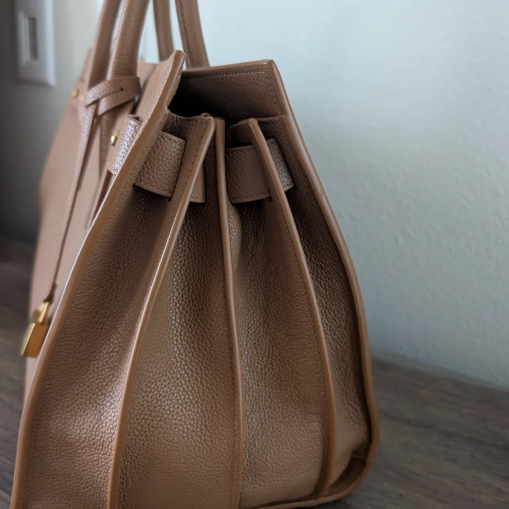 Saint Laurent Medium Sac De Jour Tan Calfskin Leather Tote Bag - Picture 3 of 13